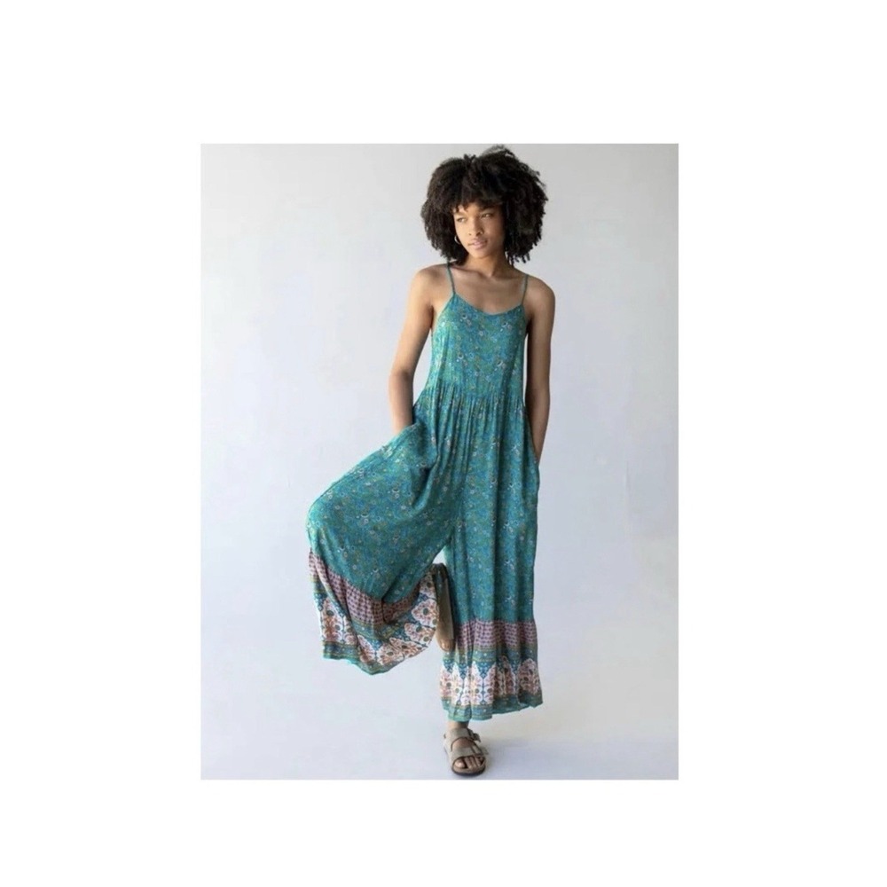 Natural Life Zoe Wide Leg Jumpsuit Size XL Floral Boho Rayon Palazzo Romper
